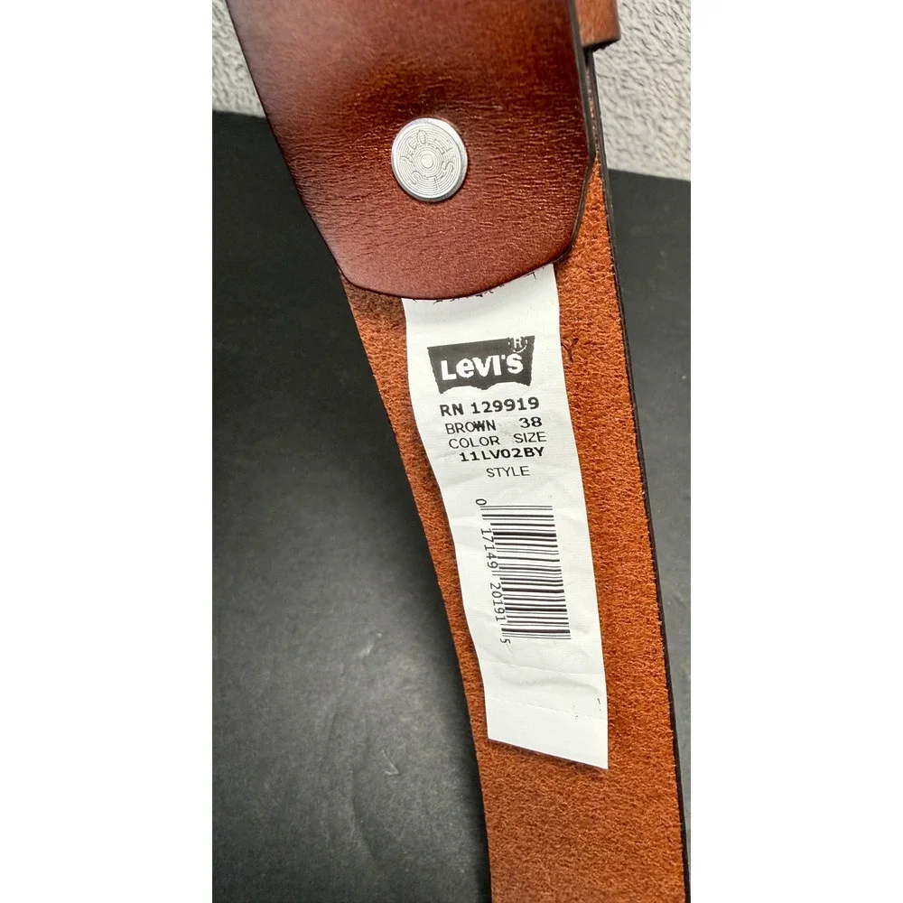 Levi's Leather‎ Belt Mens 38 Brown Double Prong Square Buckle 11LV02BY
